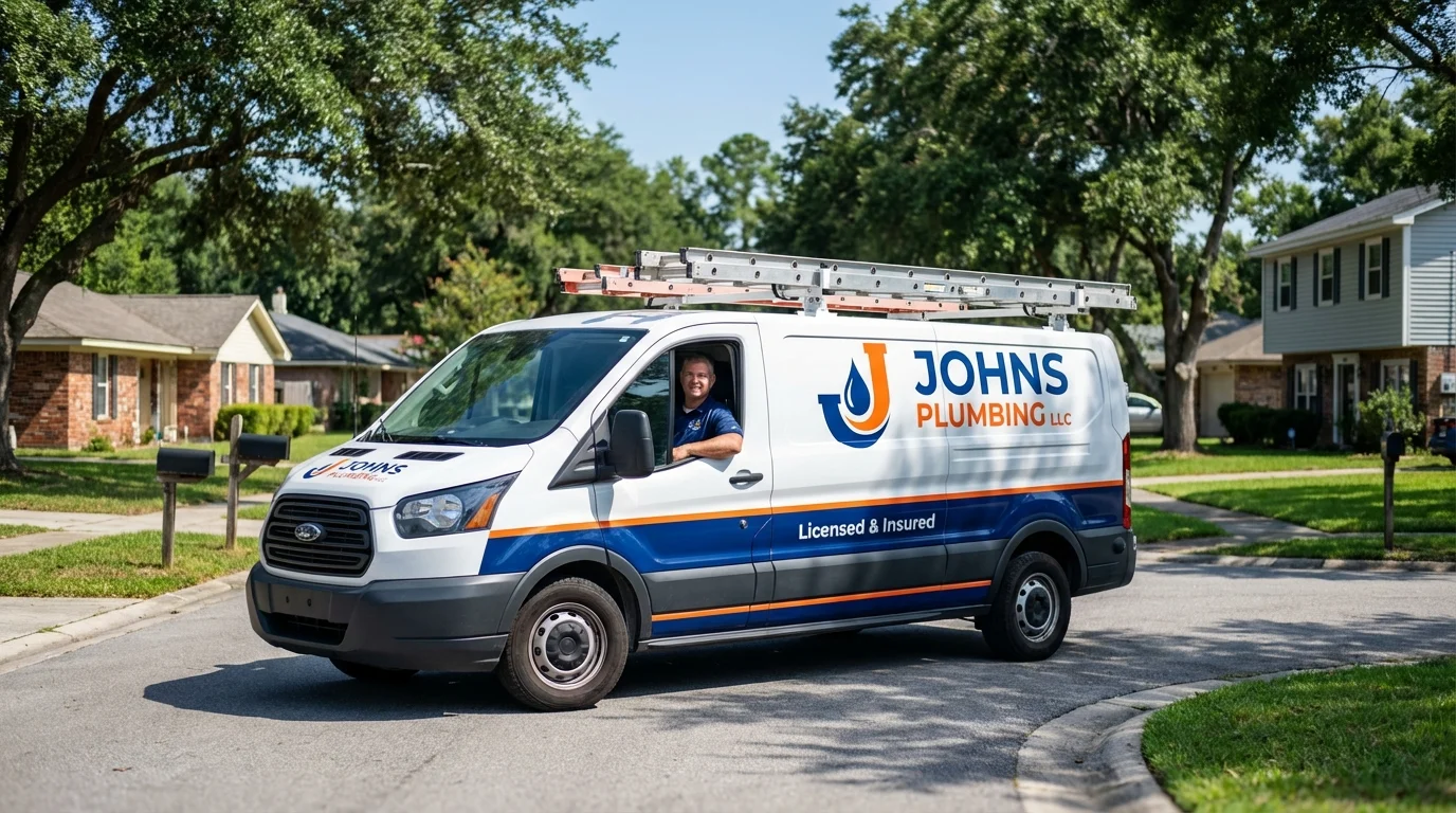 Johns Plumbing LLC service van in Kennebunkport, ME