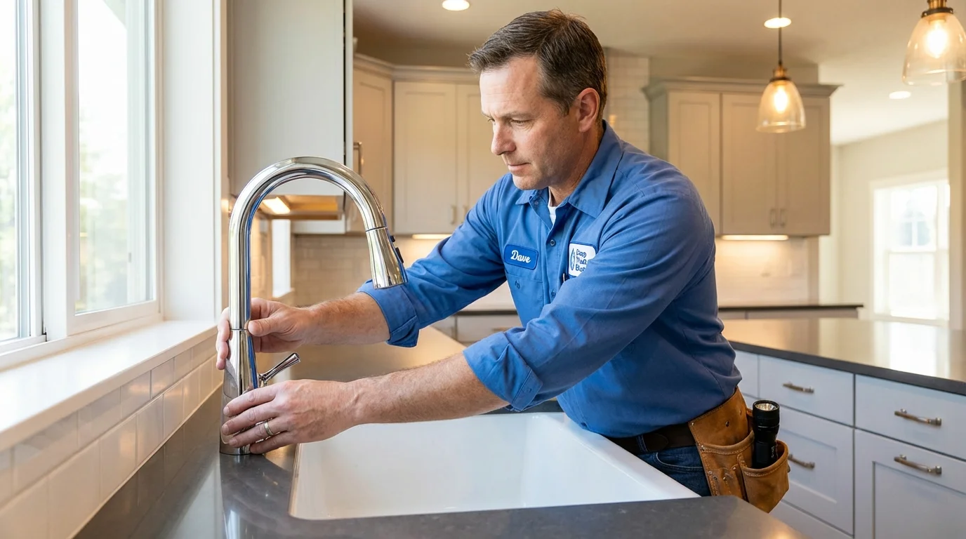Kitchen faucet installation by Johns Plumbing LLC in Kennebunkport