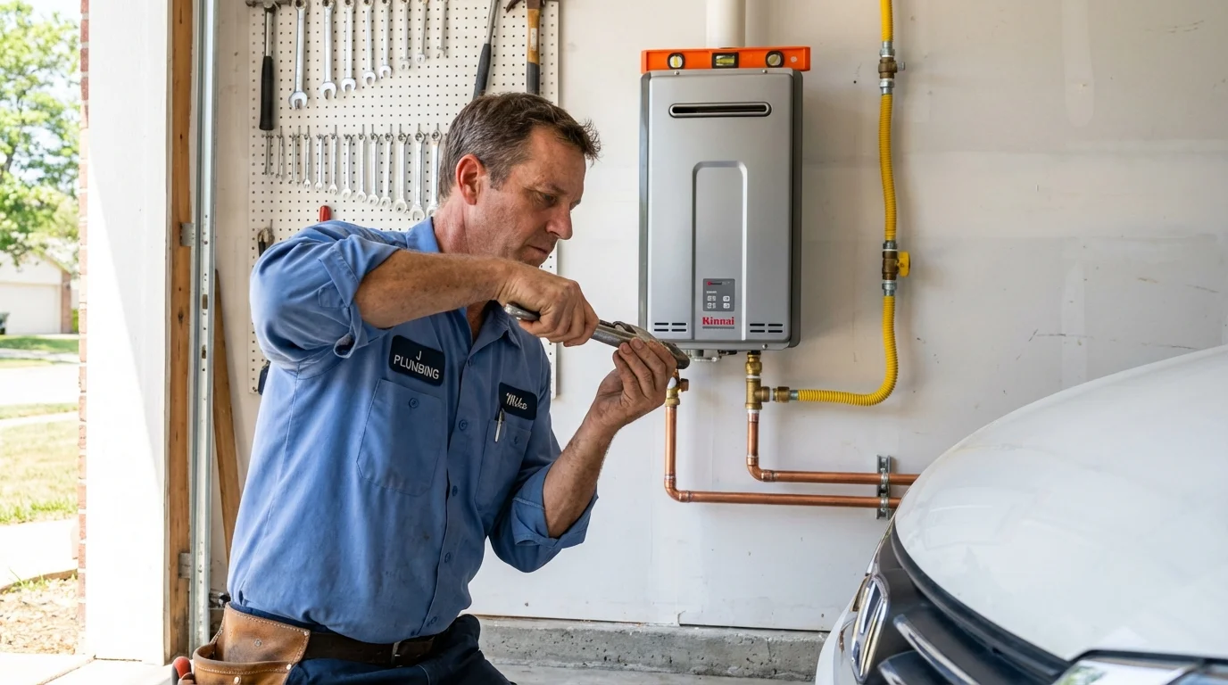 Tankless water heater installation by a Johns Plumbing LLC plumber in Kennebunkport